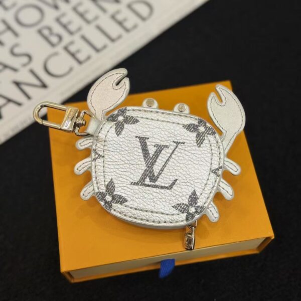 Back side of luxury leather crab keychain pouch with smooth finish and elegant craftsmanship.